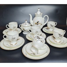 ? Butterflies ~ Vintage Bone China Tea Coffee Set 6/20 ~ Lomonosov Porcelain ? Butterflies ~ Vintage Bone China Tea Coffee Set 6/20 ~ Lomonosov Porcelain
