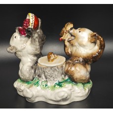 USSR 1950s Clown with Dog Lomonosov porcelain figurine
