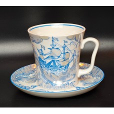 Ship Mug and Saucer Lomonosov Imperial porcelain