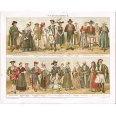 1876 Antique Hand-colored Botanical Lithograph Illustrations from German Botany