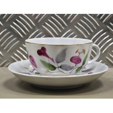 Vintage cup and saucer Lomonosov porcelain, LFZ, 1960