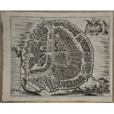 MOSCOW RUSSIA 1727 OLEARIUS & VAN DER AA ANTIQUE COPPER ENGRAVED CITY MAP