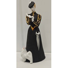 Lady with a Dog | Vintage porcelain figurine | Dulevo Porcelain Factory