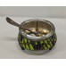 Vintage Russian Open Salt  with Enamel Base and Spoon