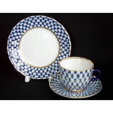 Lomonosov Gold Cobalt Net Coffee Set 3pcs