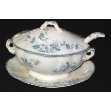 Vintage Meakin Hanley Plate, Gravy-Boat and Ladle