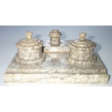 Antique Desk  Set  - Pen Tray,2 Inkwells and Bloter