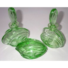 Antique Russian Emerald Glass Perfume Set 19th c.