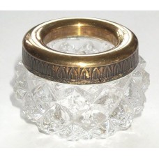 Elegant Crystal Open Salt  with Nickel Silver