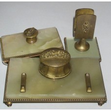 Antique Russian Nephrite Desk  Set  3 pcs