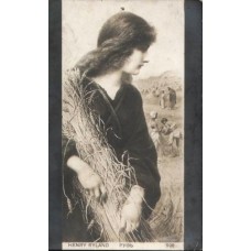 Girl with BOTTLE of HAY Antique Postcard