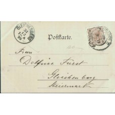 LADY ON the PIGLET Rare Antique Postcard 1899