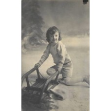 Boy with SLEDGE Russian Antique Postcard