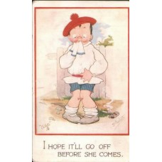 Boy AFTER SMOKING Old Postcard