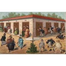 Busy Restrooms Humor Antique Postcard