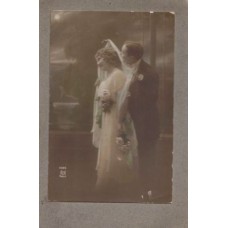 Bride and Groom Russian Antique Postcard