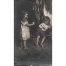Adam and Eva Antique Postcard