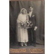Bride and Groom Russian Antique Photo 1910'