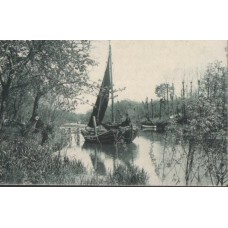Landscape with Boat Antique Postcard
