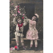 Children with Flowers and Easter Eggs Postcard