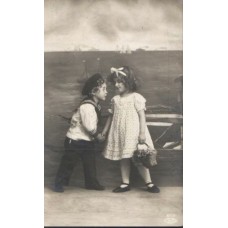 Boy-Sailor and Girl Antique Postcard 1916