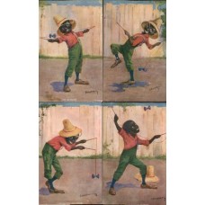 Black Boy with Yo-Yo 4 Old Postcards