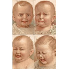 Smiling and Crying Baby 4 Antique Postcards