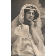 Lady with Gas Shawl Antique Postcard