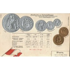 Peru Coins Currency Antique Postcard
