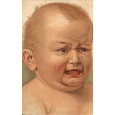 Crying Baby Russian Antique Postcard