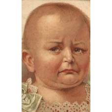 Crying Baby Russian Antique Postcard
