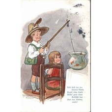 Fishing Antique Postcard Poem