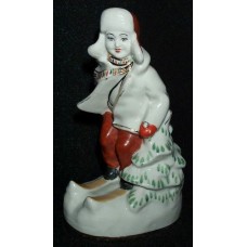 USSR 1950s Skier boy Polonia ZHK porcelain figurine