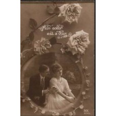 Man and Woman German Antique Postcard