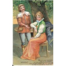 Man and Woman German Antique Postcard Poem