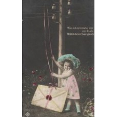 Girl with Letter Antique Postcard