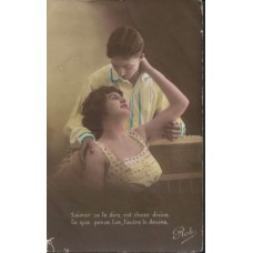 Man and Woman German Antique Postcard