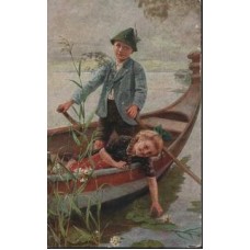 Boating Russian Old Postcard
