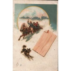 Winter Sleigh Ride Antique Postcard
