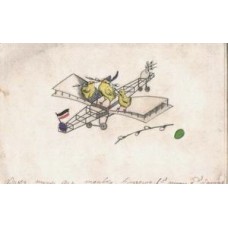 Chicks on the Plane Easter Antique Postcard