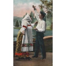 Woman and Sailor Russian Antique Postcard