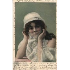 Young Lady in Gauze Russian Antique Postcard