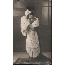 Woman in Ermine Tippet Antique Postcard