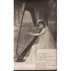 Harpist Russian Antique Postcard